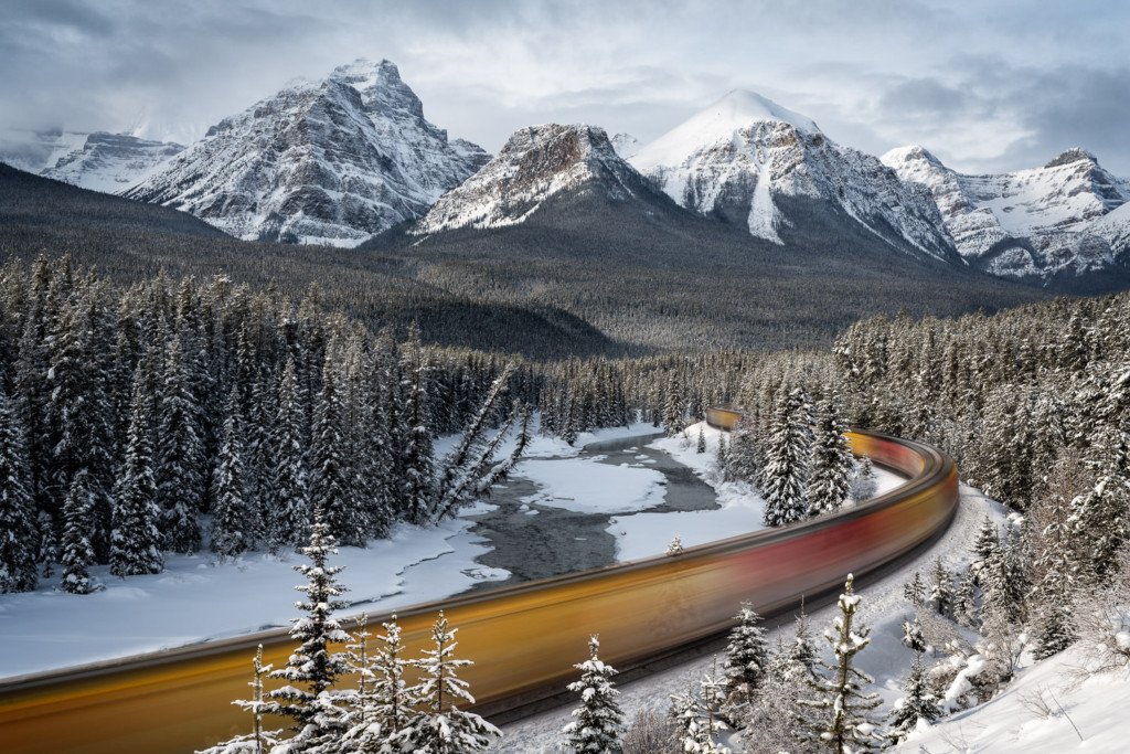 Canadian Pacific Railroad at Morant's Curve in the Canadian Rockies