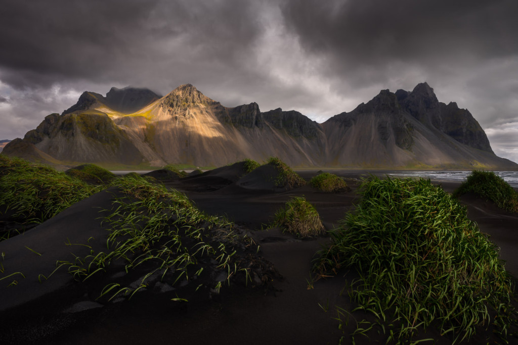 Moody afternoon at Vestrahorn beach in Iceland